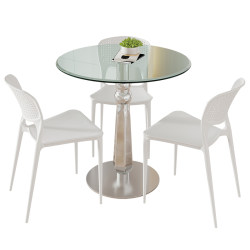 Glass table, small household balcony, commercial reception dining table, negotiation table, chair combination tempered glass small round table Glass table, small household balcony, commercial reception dining table, negotiation table, chair combination tempered glass small round table