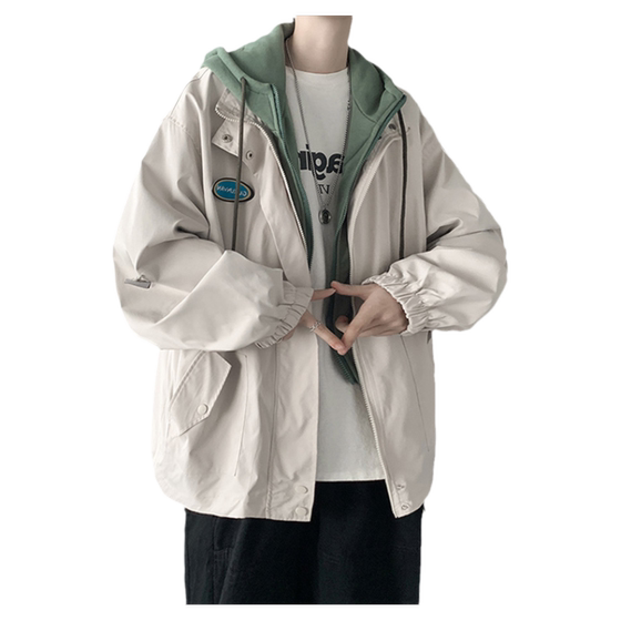 Fake two -piece coat men's autumn Korean version of the tide brand loose hooded jacket port breeze and handsome casual top couple gown
Fake two -piece coat men's autumn Korean version of the tide brand loose hooded jacket port breeze and handsome casual top couple gown
