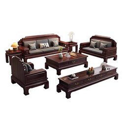 New Chinese style black gold solid wood sofa combination 2025 new winter and summer dual-purpose villa living room furniture New Chinese style black gold solid wood sofa combination 2025 new winter and summer dual-purpose villa living room furniture