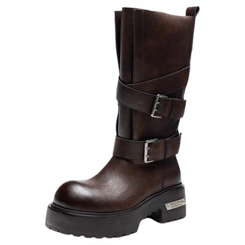 Mark Waffe Maillard boots for women 2025 autumn new fashion thick-soled heightened boots for women brown knight boots Mark Waffe Maillard boots for women 2025 autumn new fashion thick-soled heightened boots for women brown knight boots