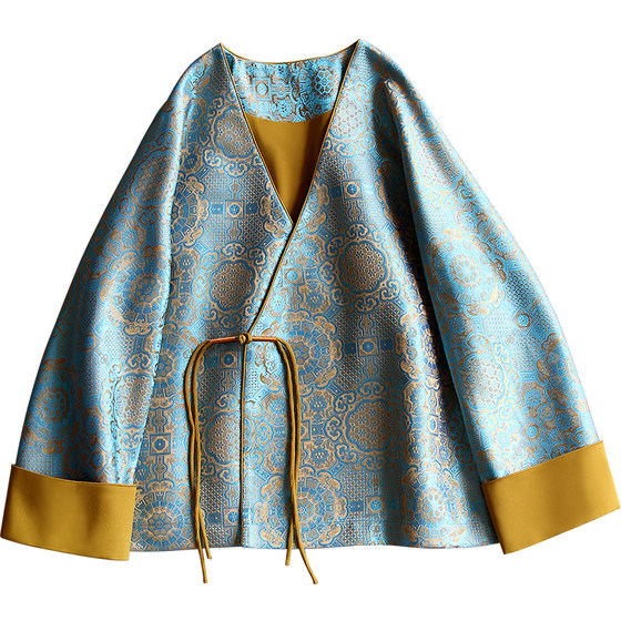 Original Yunshu New Chinese style brocade improved Tang style contrast jacket Chinese style V-neck button retro top for women autumn
Original Yunshu New Chinese style brocade improved Tang style contrast jacket Chinese style V-neck button retro top for women autumn