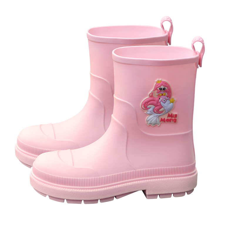 Wingbose Children's Rain Boots Waterproof Mid-Tube Rubber Shoes