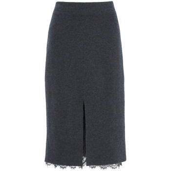 OBEG Oubiqian lace splicing knitted skirt women's autumn mid-length temperament slit straight skirt 10483083 OBEG Oubiqian lace splicing knitted skirt women's autumn mid-length temperament slit straight skirt 10483083