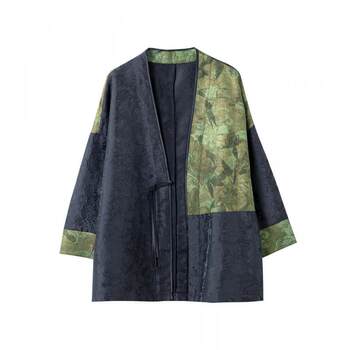 Baoshili One-button Jacquard Spliced Coat Baoshili One-button Jacquard Spliced Coat