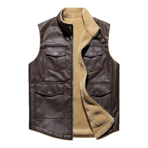 Lamb fur integrated vest men's leather horse clip vest plus velvet thickened leather jacket for middle-aged and elderly business sleeveless shoulders
Lamb fur integrated vest men's leather horse clip vest plus velvet thickened leather jacket for middle-aged and elderly business sleeveless shoulders