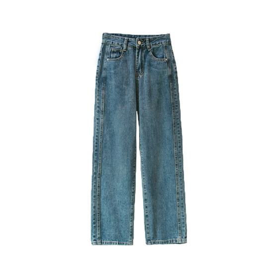 Retro blue straight jeans for women, large size fat girl, mm side stitching, high waist loose and slimming nine-point cigarette pants
Retro blue straight jeans for women, large size fat girl, mm side stitching, high waist loose and slimming nine-point cigarette pants
