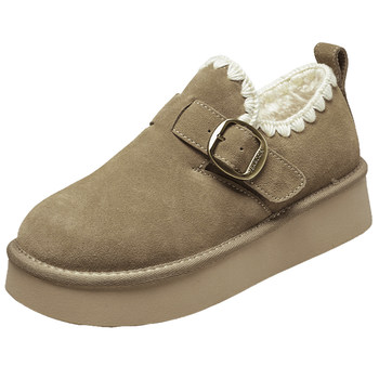Yierkan genuine leather Birkenstock shoes for women 2025 new autumn and winter thick-soled warm cotton shoes plus velvet thickened fur shoes short boots Yierkan genuine leather Birkenstock shoes for women 2025 new autumn and winter thick-soled warm cotton shoes plus velvet thickened fur shoes short boots