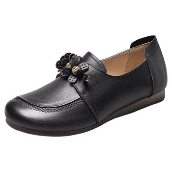 Yierkang Mom Shoes 2025 autumn new genuine leather comfortable and not tired feet wide feet fat feet large size women's shoes single shoes women Yierkang Mom Shoes 2025 autumn new genuine leather comfortable and not tired feet wide feet fat feet large size women's shoes single shoes women