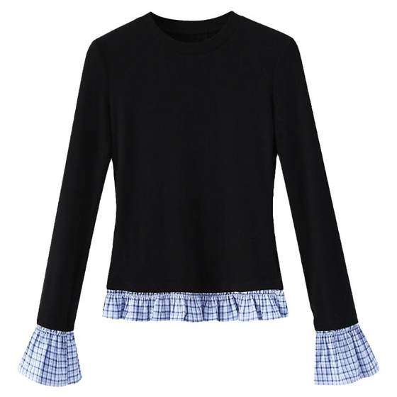 Ximeng 2025 new spring and autumn Korean chic niche long-sleeved top slim and short black spliced T-shirt
Ximeng 2025 new spring and autumn Korean chic niche long-sleeved top slim and short black spliced T-shirt