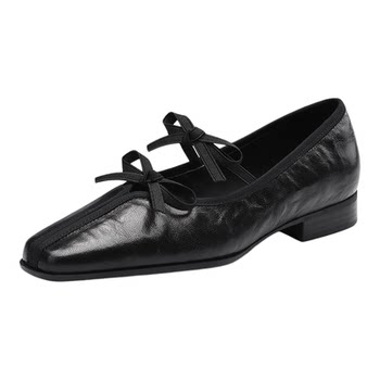 Saturday genuine leather black sheepskin single shoes Mary Jen Saturday genuine leather black sheepskin single shoes Mary Jen