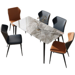 New rock slab dining table and chairs modern and simple New rock slab dining table and chairs modern and simple