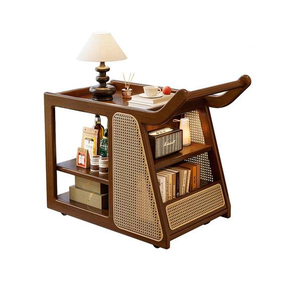 Medium style small cart solid wood sofa side movable book storage rack living room household small coffee table storage rack
Medium style small cart solid wood sofa side movable book storage rack living room household small coffee table storage rack