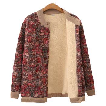 Middle -aged and elderly girls increased cardigan sweater knit jacket
 Middle -aged and elderly girls increased cardigan sweater knit jacket