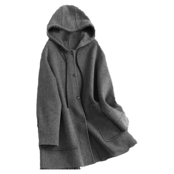 Wool grey loose hooded mid-length wool coat 2024 new winter long-sleeved women's woolen coat G199
Wool grey loose hooded mid-length wool coat 2024 new winter long-sleeved women's woolen coat G199