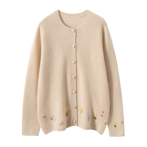 2025 new cashmere sweater for women round neck hand-embroidered flower knitted cardigan top for women loose slim sweater
2025 new cashmere sweater for women round neck hand-embroidered flower knitted cardigan top for women loose slim sweater