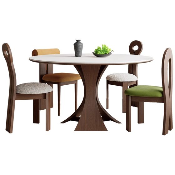 Qiaomete round slim dining table and chair combination medium style walnut color small apartment household solid wood rock table
Qiaomete round slim dining table and chair combination medium style walnut color small apartment household solid wood rock table