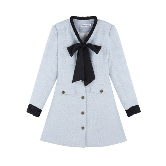 Little incense wind blue lap coat women's winter new high -level Korean waist dress woolen coat Little incense wind blue lap coat women's winter new high -level Korean waist dress woolen coat