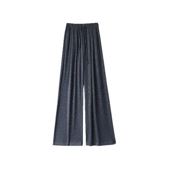 Gray sequin glutinous rice pants for women in autumn soft glutinous knitted wide-leg pants large size fat mm Korean lazy and relaxing pants Gray sequin glutinous rice pants for women in autumn soft glutinous knitted wide-leg pants large size fat mm Korean lazy and relaxing pants