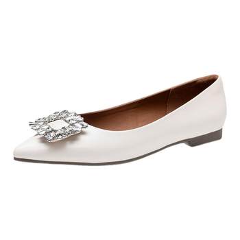 Aokang women's shoes 2025 autumn shallow mouth single shoes temperament pointed toe rhinestone square buckle commuting OL fashionable flat shoes 
Aokang women's shoes 2025 autumn shallow mouth single shoes temperament pointed toe rhinestone square buckle commuting OL fashionable flat shoes