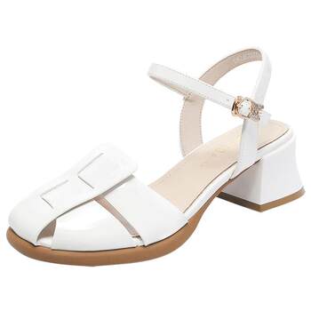 Empty sandals with bag toe elegant thick heels
 Empty sandals with bag toe elegant thick heels