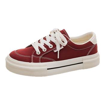 Canvas shoes autumn thick sole red women's shoes Canvas shoes autumn thick sole red women's shoes