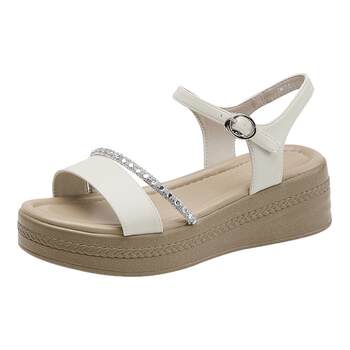 Dadong Beach Sandals Women's Shoes 2025 Summer New Style Casual Wedge Medium Heel One-Click Iron Diamond X1133 Dadong Beach Sandals Women's Shoes 2025 Summer New Style Casual Wedge Medium Heel One-Click Iron Diamond X1133