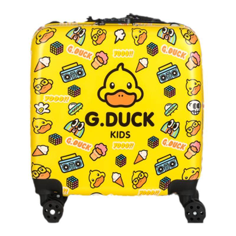 Maleta Infantil de Pato Amarillo Geométrico Maleta con Ruedas de