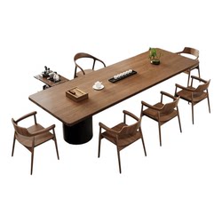 Simple solid wood large board tea table and chair combination for home living room and office modern high-end light luxury tea table Simple solid wood large board tea table and chair combination for home living room and office modern high-end light luxury tea table