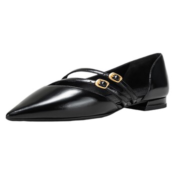 LUNA women's shoes new autumn shoes black double-striped Mary Jane French flats LUNA women's shoes new autumn shoes black double-striped Mary Jane French flats