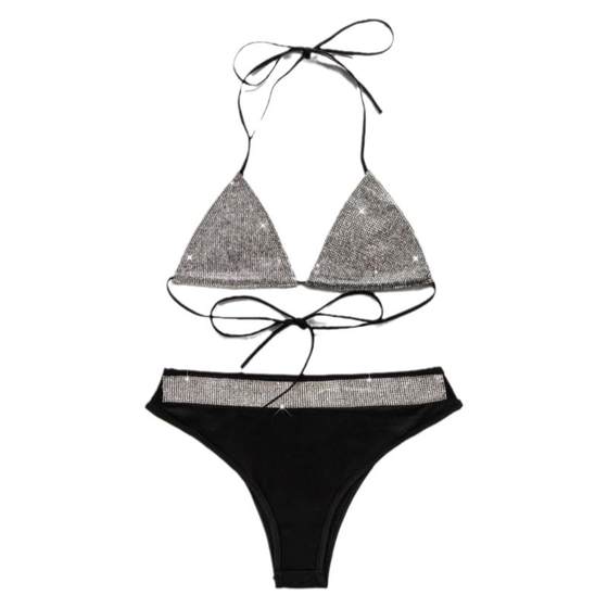 Luxury hot drilling sexy neck slimming thin bikini split swimwear putting on seaside holiday beach swimwear female Luxury hot drilling sexy neck slimming thin bikini split swimwear putting on seaside holiday beach swimwear female