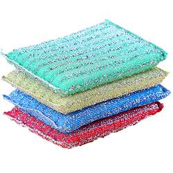 4 pieces of dishwashing cloth artifact sponge cleaning cloth dishcloth non-stick oil household absorbent rag steel wire scouring pad 4 pieces of dishwashing cloth artifact sponge cleaning cloth dishcloth non-stick oil household absorbent rag steel wire scouring pad