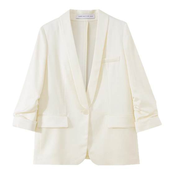 Shuiyunjian apricot small suit jacket for women in green fruit collar suit for seven-quarter sleeve acetate minimalist commuting 2025 summer style
Shuiyunjian apricot small suit jacket for women in green fruit collar suit for seven-quarter sleeve acetate minimalist commuting 2025 summer style