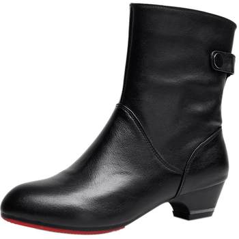 Autumn and winter women's shoes thick heel short boots women's spring and autumn single boots genuine leather boots short boots large size medium heel 41 plus velvet cotton boots Autumn and winter women's shoes thick heel short boots women's spring and autumn single boots genuine leather boots short boots large size medium heel 41 plus velvet cotton boots