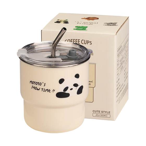 Modern housewife mototo coffee cup with takeout stainless steel cup household straw cup office water cup mug Modern housewife mototo coffee cup with takeout stainless steel cup household straw cup office water cup mug