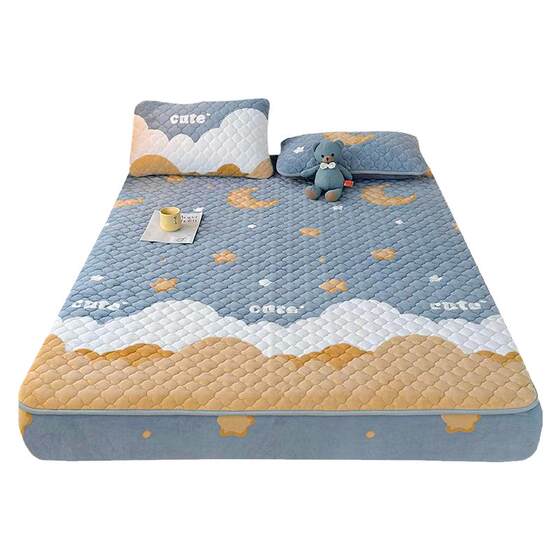 Class A antibacterial milk velvet cotton bed hood with velvet plus winter coral velvet mattress covers three or four pieces Class A antibacterial milk velvet cotton bed hood with velvet plus winter coral velvet mattress covers three or four pieces