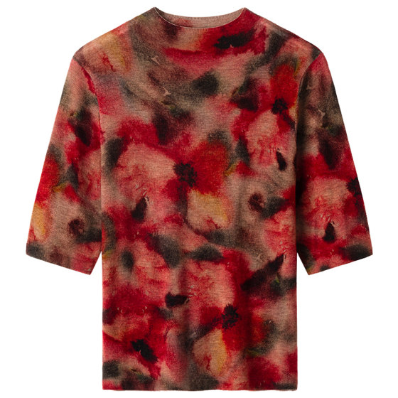 Half-high neck water-soluble wool knitted short-sleeved women's thin half-sleeved printed knitted base shirt pullover base sweater
Half-high neck water-soluble wool knitted short-sleeved women's thin half-sleeved printed knitted base shirt pullover base sweater