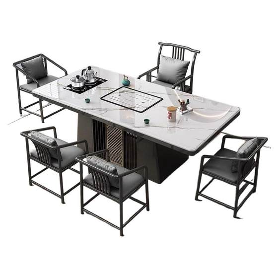 New Chinese style light luxury rock board tea table and chair combination office home balcony tea table tea table kettle integrated table
New Chinese style light luxury rock board tea table and chair combination office home balcony tea table tea table kettle integrated table