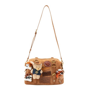 Biling Jewelry Bureau Caramel Denim Bag Women's Large Capacity Backpack Retro One-Shoulder Commuting Cute Bear Bag 
Biling Jewelry Bureau Caramel Denim Bag Women's Large Capacity Backpack Retro One-Shoulder Commuting Cute Bear Bag