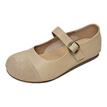 Da Yaya large size women's shoes cowhide flat sole shallow mouth single shoes Da Yaya large size women's shoes cowhide flat sole shallow mouth single shoes