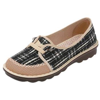 Striped flat non-slip linen casual shoes for moms Striped flat non-slip linen casual shoes for moms