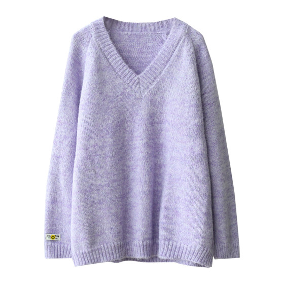 Produced by Xiaoer, snowflake velvet feeling wool/flower yarn dyeing/heavy brushed V-neck long-sleeved elegant sweater for women 
Produced by Xiaoer, snowflake velvet feeling wool/flower yarn dyeing/heavy brushed V-neck long-sleeved elegant sweater for women