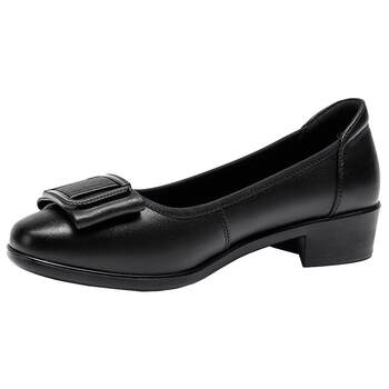 Old man head mother shoes leather thick heel wild heel Old man head mother shoes leather thick heel wild heel