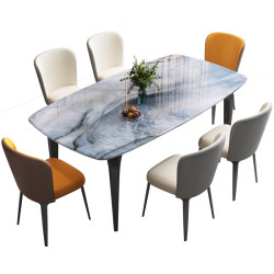 High-end luxury stone rectangular super crystal dining table High-end luxury stone rectangular super crystal dining table
