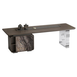 Modern high-end solid wood large board tea table and chair combination Modern high-end solid wood large board tea table and chair combination