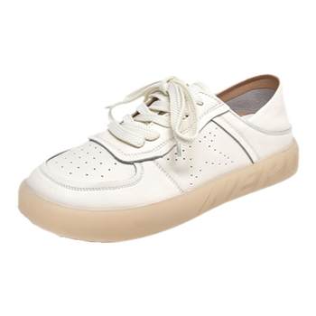 Big Yaya Large size women's shoes leather flat bottom white shoes
 Big Yaya Large size women's shoes leather flat bottom white shoes