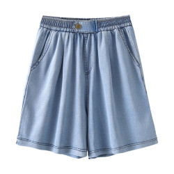 Plus size fat mm summer thin Tencel denim shorts for women Plus size fat mm summer thin Tencel denim shorts for women