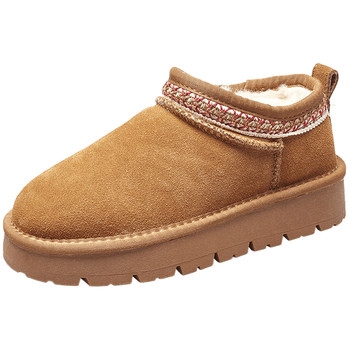 Yierkan genuine leather plus velvet thickened snow boots for women 2025 winter new thick-soled Northeast anti-slip cotton shoes for small people Yierkan genuine leather plus velvet thickened snow boots for women 2025 winter new thick-soled Northeast anti-slip cotton shoes for small people