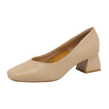 single shoes medium heel shallow high heel granny shoes large size thick heel single shoes medium heel shallow high heel granny shoes large size thick heel