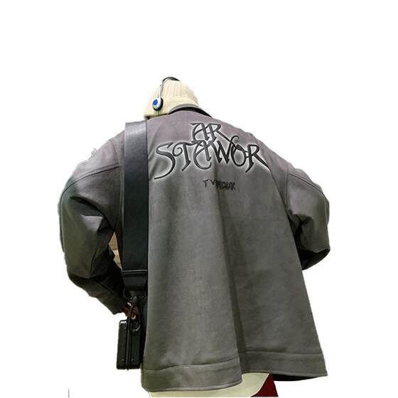 HUIMO American High Street Alphabet Print Suede Lapel Jacket Men's Fall New Gender-free Top Jacket HUIMO American High Street Alphabet Print Suede Lapel Jacket Men's Fall New Gender-free Top Jacket