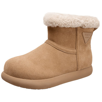 Yierkang genuine leather soft bottom snow boots for women in winter 2025 new velvet thickened cotton shoes warm Northeast mid-tube boots Yierkang genuine leather soft bottom snow boots for women in winter 2025 new velvet thickened cotton shoes warm Northeast mid-tube boots